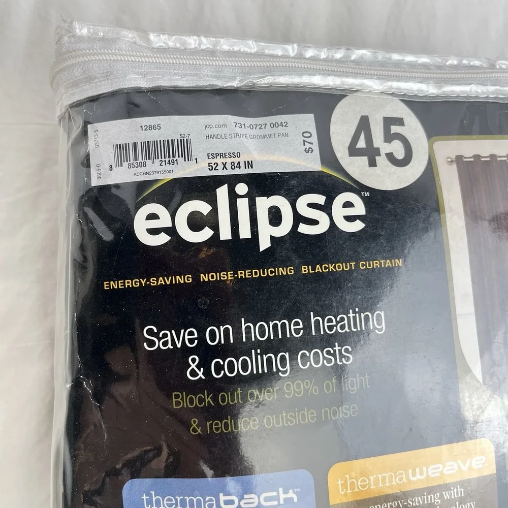 Lot Of 2 Eclipse Window Curtain Panels Espresso Brown 52x84 Blackout Thermalayer